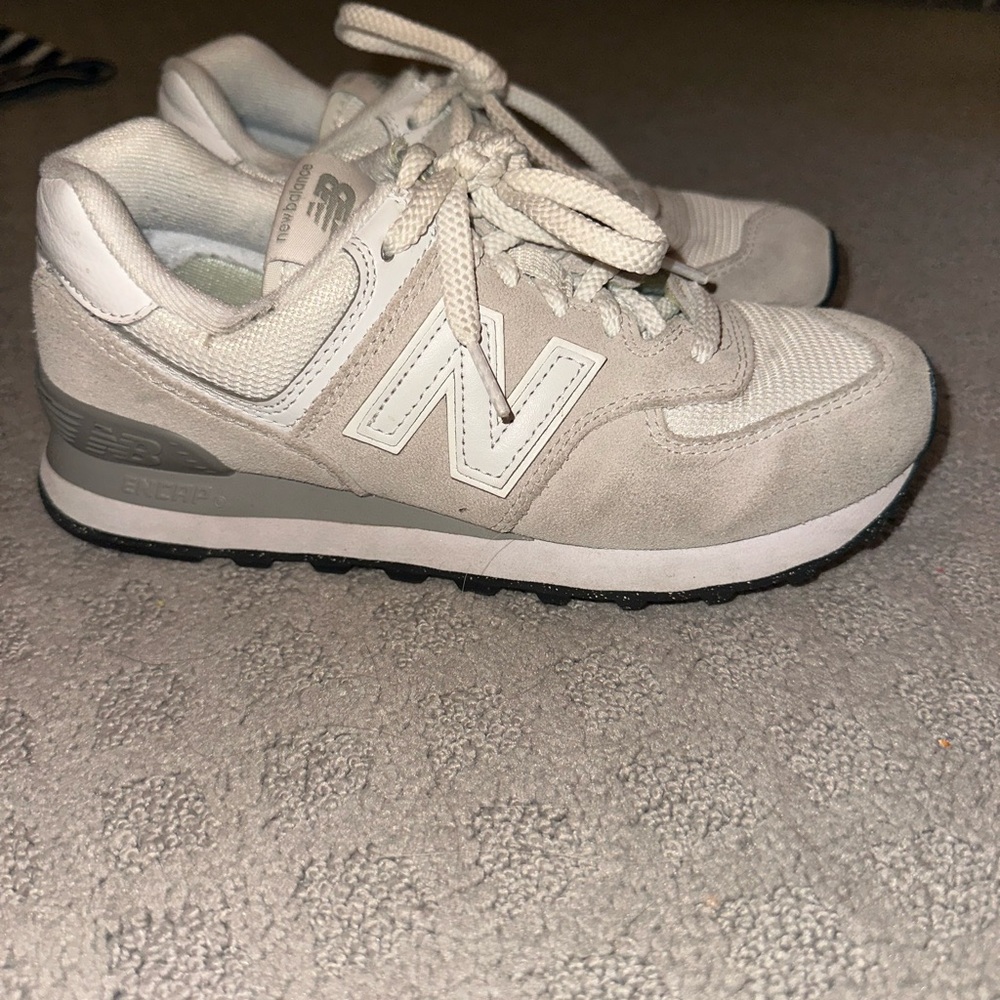 New Balance Light Gray and White Sneakers